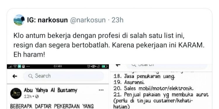 Viral! Here is a List of Jobs Claimed Haram