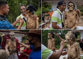 Creepy! Every August, the Toraja Community Dresses up And Takes Selfie the Buried Family bodies