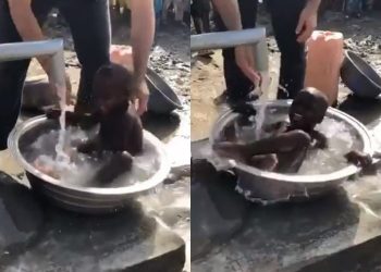 A Touching Video of a Boy from Cameroon for the First Time Taking a Bath in Clean Water