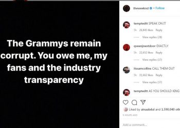 Not Listed in The nominations, The Weeknd Accused the Grammy Award of Non-transparency