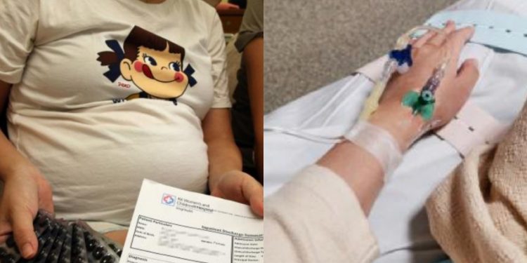 Getting Food Poisoning, a Pregnant Woman Vomited and had Diarrhea Over 100 Times