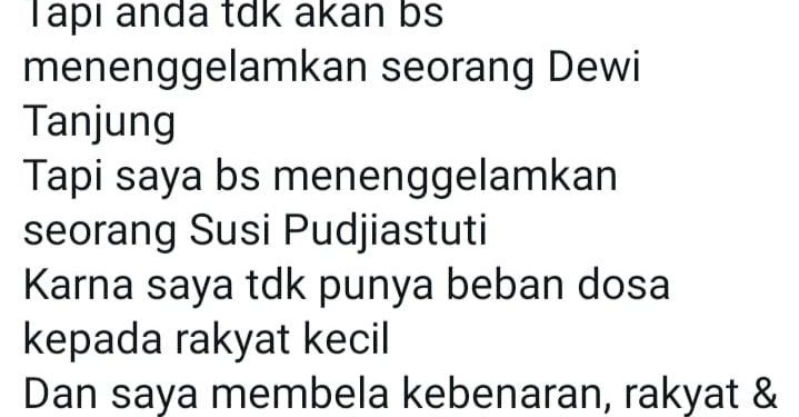 The Conflict Heats Up, Dewi Tanjung: I Can Make You Drown, Susi…