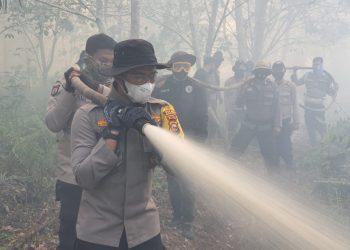 To Extinguishing the Fire, the Police Chief of Indragiri Hilir Stay in the Forest for Two Days