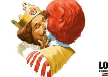 Burger King and Mc Donald’s Mascots Kissed at Helsinki Pride