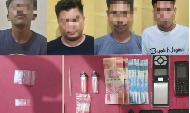 Edarkan Narkoba Wilayah Tapung, 4 Bandar Disikat Tim Opsnal Satresnarkoba Polres Kampar
