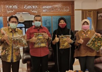 Wakil Gubernur Edy Natar perlihatkan Batik khas Rohul