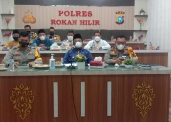 Wabup dan Kapolres Rokan Hilir Ikut Rakor Bersama Kapolri Terkait Pengendalian Libur Nataru