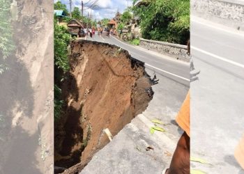 Hujan Deras Sebabkan Lubang Raksasa di Gianyar