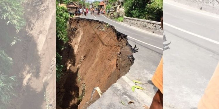 Hujan Deras Sebabkan Lubang Raksasa di Gianyar