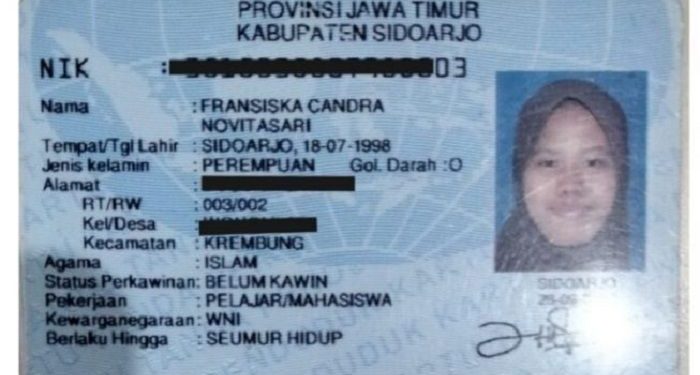 Beredar KTP Asli Siskaeee, Bernama Fransiska Candra Novitasari, Asli Sidorarjo, Usia 23 Tahun, Muslimah