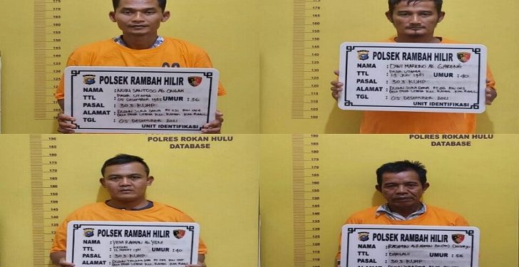 Empat Pelaku Judi Kartu Remi Diamankan Polsek Rambah Hilir