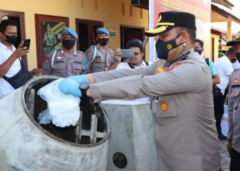 133 KG Sabu Asal Malaysia Direbus Polres Aceh Timur