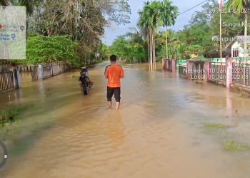 Banjir Setinggi 1-2 Meter Rendam Dua Kecamatan di Inhu, 60 KK Terdampak