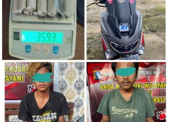 Terlibat Narkoba, Dua Pemuda Diringkus Tim Opsnal Polsek Singingi Hilir