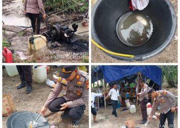 Pelaku Kabur, Polisi Musnahkan Delapan Rakit Dompeng PETI di Kuansing