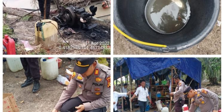 Pelaku Kabur, Polisi Musnahkan Delapan Rakit Dompeng PETI di Kuansing