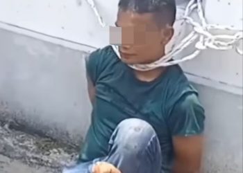 Ketahuan Curi Laptop di Kos, Maling di Pekanbaru Diikat Warga Pakai Tali