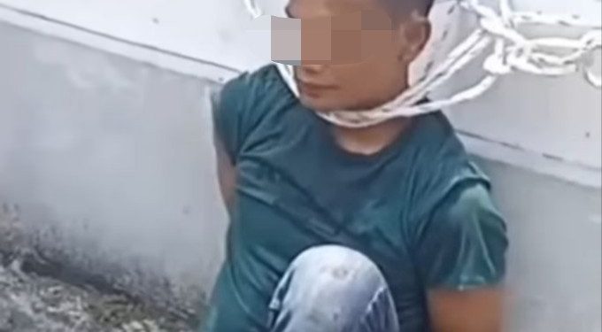 Ketahuan Curi Laptop di Kos, Maling di Pekanbaru Diikat Warga Pakai Tali