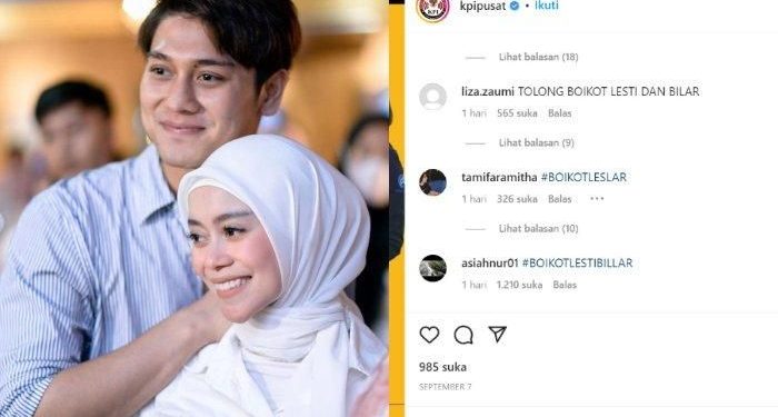 Akun Instagram KPI Dipenuhi Hastag Boikot Lesti Kejora dan Rizki Billar
