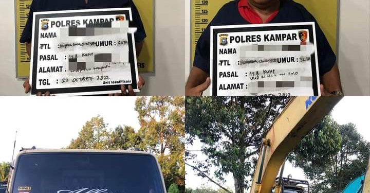 Satreskrim Polres Kampar Tangkap Dua Pelaku Penambang Ilegal