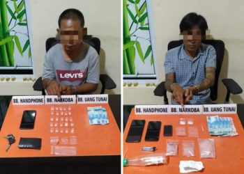Dua Pengedar Narkoba di Desa Bukit Sembilan Diringkus Satnarkoba Polres Kampar