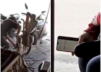 Tambal Ban Motor Bocor, Wanita Ini Pastikan Abangnya Selesai Dalam 10 Menit