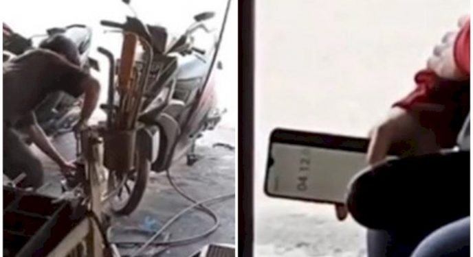 Tambal Ban Motor Bocor, Wanita Ini Pastikan Abangnya Selesai Dalam 10 Menit