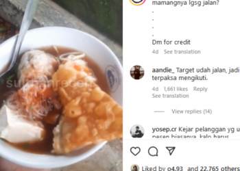 Bikin Publik Curiga, Cowok Ini Mendadak Ditinggal Tukang Bakso Pas Asyik Makan