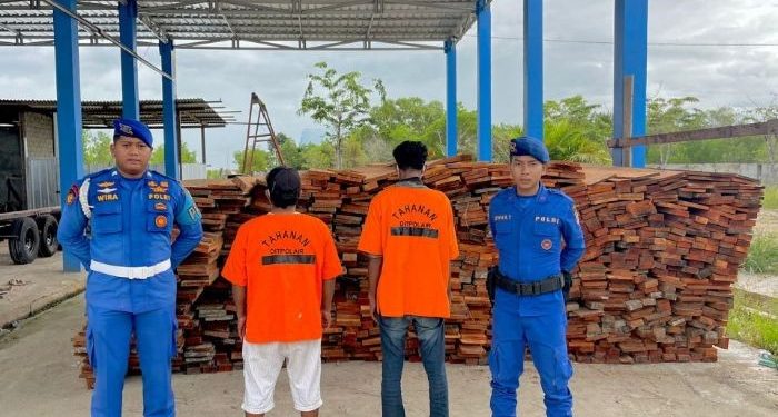 Akibat Kapal Kandas, Ditpolairud Polda Kalimantan Utara Berhasil Gagalkan Ilegal Logging Kayu Meranti