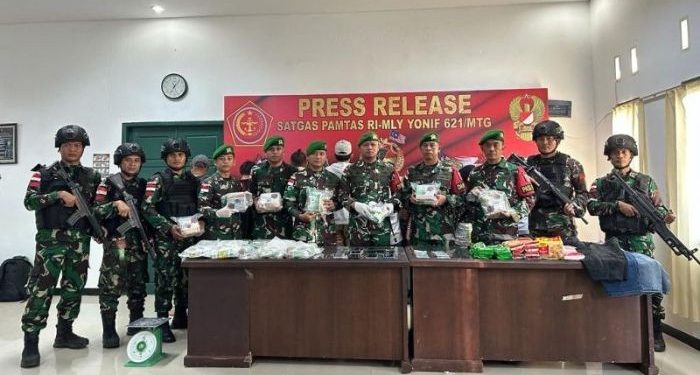 TNI Perbatasan Gagalkan Penyelundupan 20,8 Kg Sabu asal Malaysia