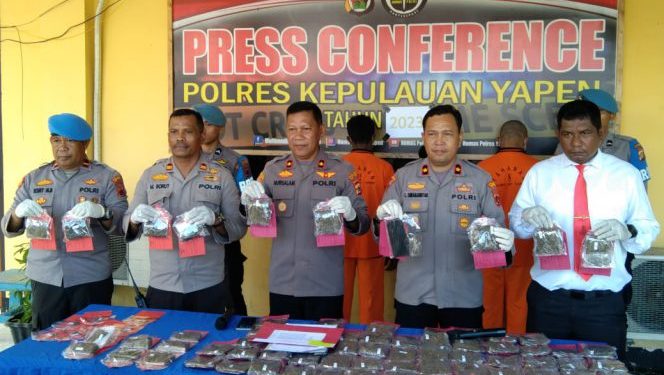 Polres Yapen Tangkap 3 Penyelundup Narkoba, Ganja Senilai Rp72 Juta Disita